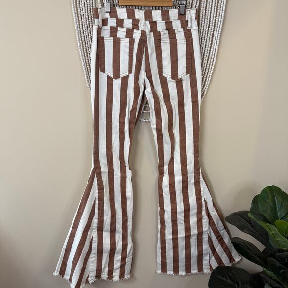 Wisteria Lane Striped Brown White Flare Bell Bottom Jeans L - Picture 6 of 7